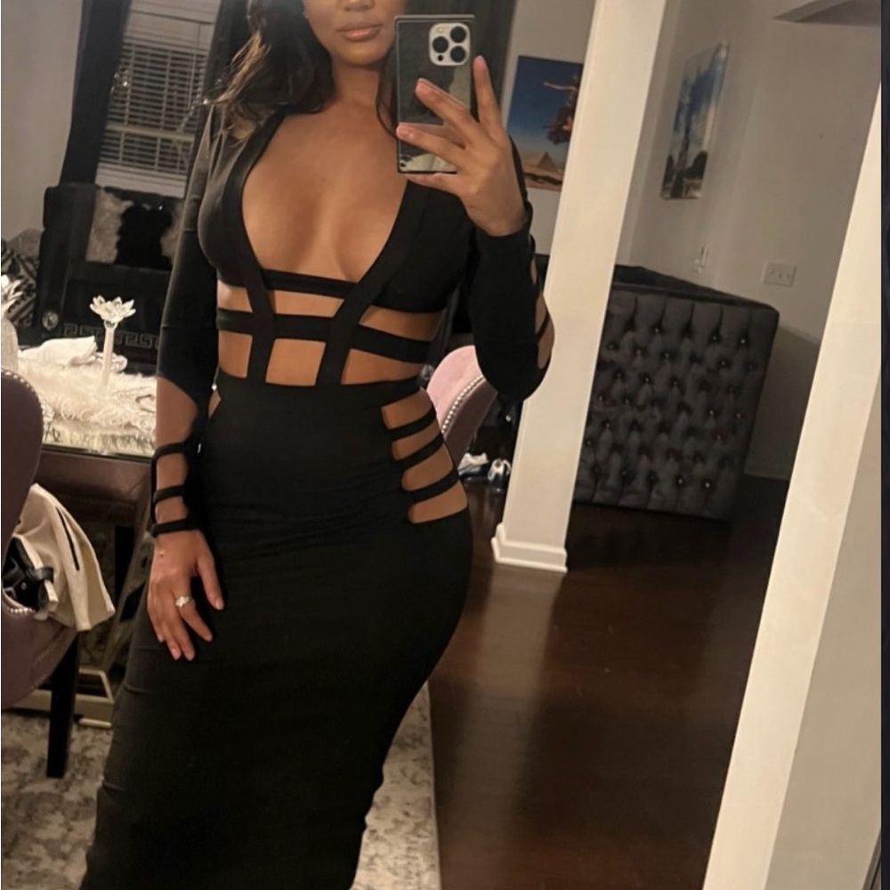 Elegant Black Cut-Out Dress